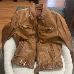 Brogdan 1959 Brown Buffalo Leather Motorcycle Jacket SZ S/46